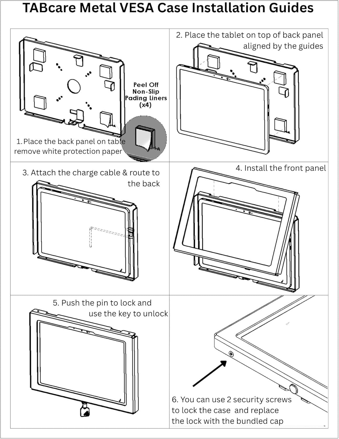 TABcare Locking Anti-Theft Security Metal Case for Microsoft Surface Pro 12" Tablet Supports VESA, Wall Mount (Surface Pro 12, Black)