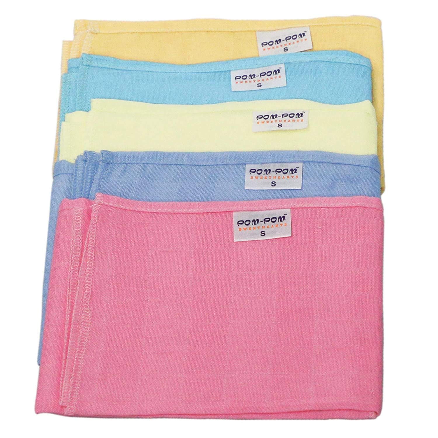 pom-pom SWEET HEARTS 100% Muslin Cotton Square Nappy/ langot for Newborn Babies /Toddler – Soft, Washable, Reusable, Multipurpose Baby Napkins for Boys & Girls – Skin-Friendly, Breathable | 3-12 months | Pack of 5 | Multicolor