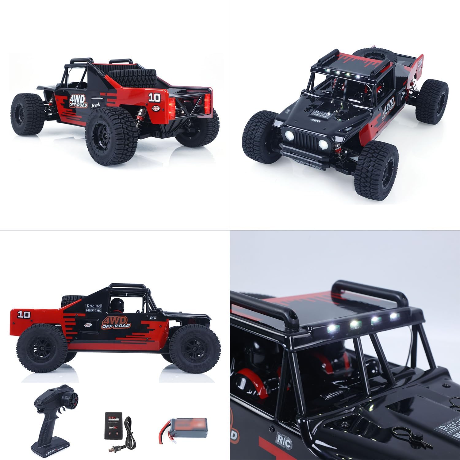 TOUCAN RC HOBBY 1/10 Radio Control Desert Truck 1003 4WD Electric RC Off Road Car Metal Motor Base Light System Gyro Remote Controller 80KM/H for Ages 18+