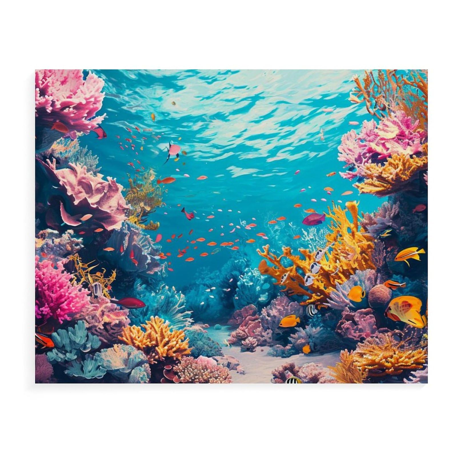 Amazon | カラフルな海底の魚の群れ 数字キットによる絵画 数字油絵