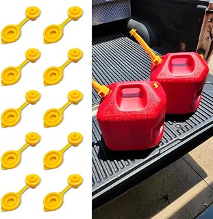 10PCS Gas Can Vents for Plastic Gas Cans, Gas Can Spout Replacement, Flexible Pour Nozzle Gasket Stopper Vent Cap Collar Caps, Yellow Fuel Gas Can Vent/Cap for Most Old Style Gas Water Jug