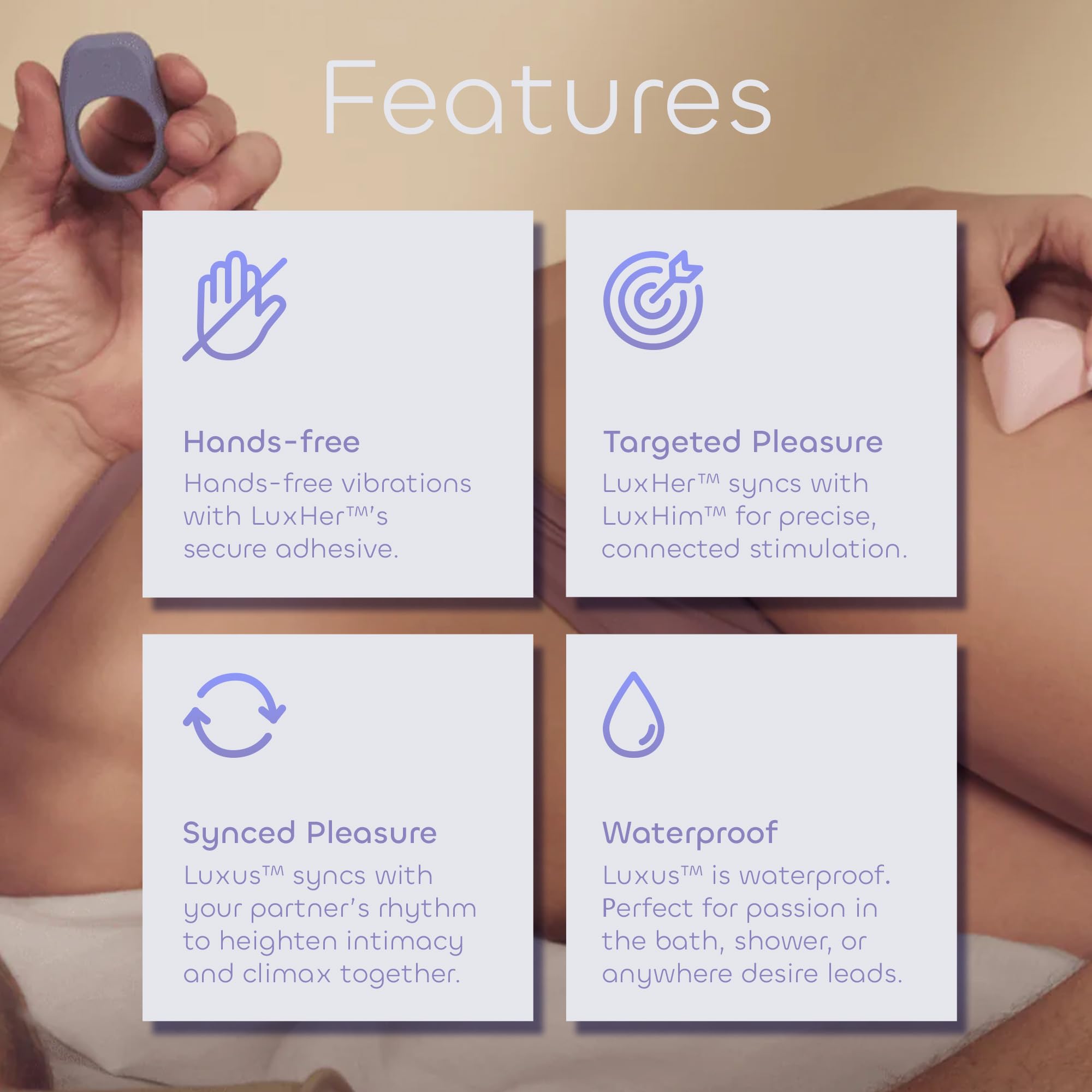LUXUS App Controlled Couples Toy – Vibratore Interattivo per Coppie – Controllo Remoto Hands-Free con Lux-Connect – Per Coppie, LuxHer e LuxHim