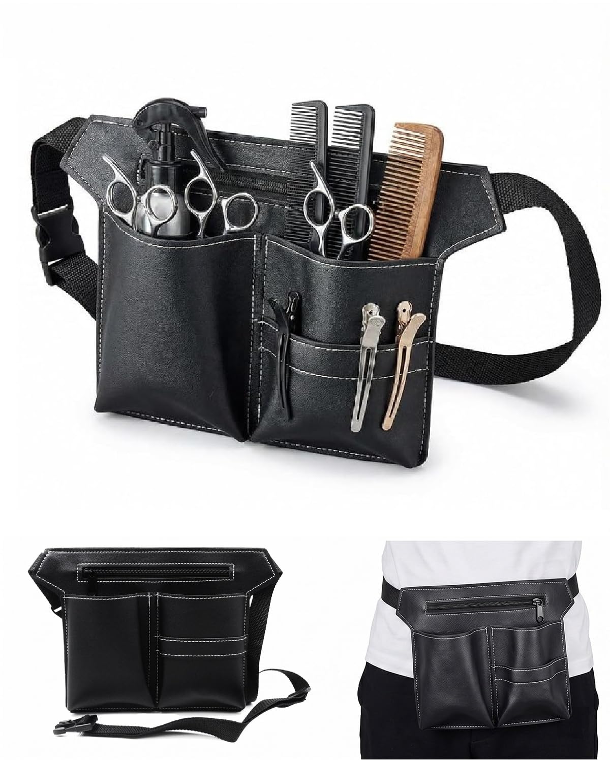 Marsupio da Parrucchiere Professionale 1 Pezzo, Nero Porta Forbici, Pettini & Utensili per Stylist, Barbiere - Organizzazione Essenziale per Salone
