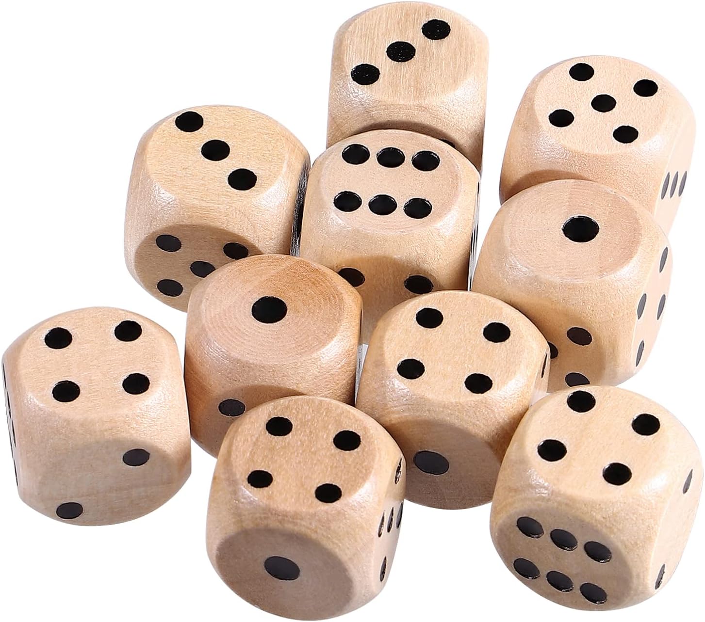 Gadpiparty 10 Pcs Wooden Dice Wooden D6 Six Sided Dice Game