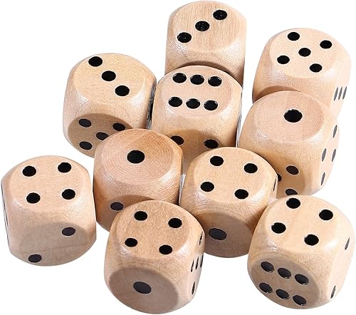 Miniatura 2 de Toddmomy Juego de 10 dados de 6 caras de 0.630in, dados redondos de madera pequeños, dados de matemáticas estándar para enseñanza en el aula, juegos