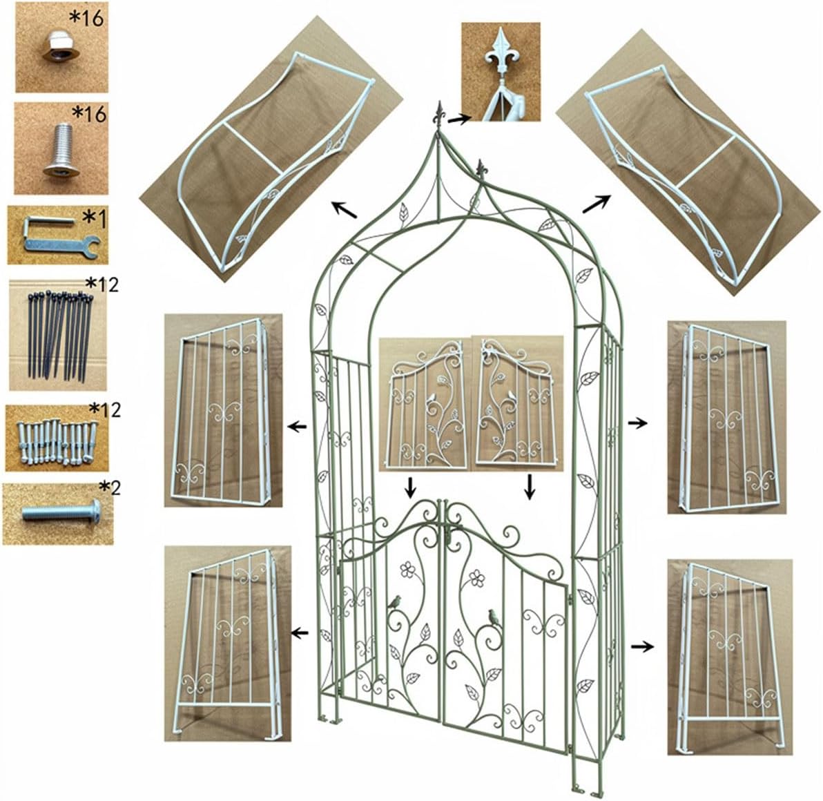 9.3ft Extra Tall Garden Arch Arbor, 4.7ft Wide Metal Archway for Climbing Plants, Heavy Duty Steel Garden Trellis for Rose Vines, Wedding Arch Ceremony Backdrop Stand, Outdoor Party(Black)