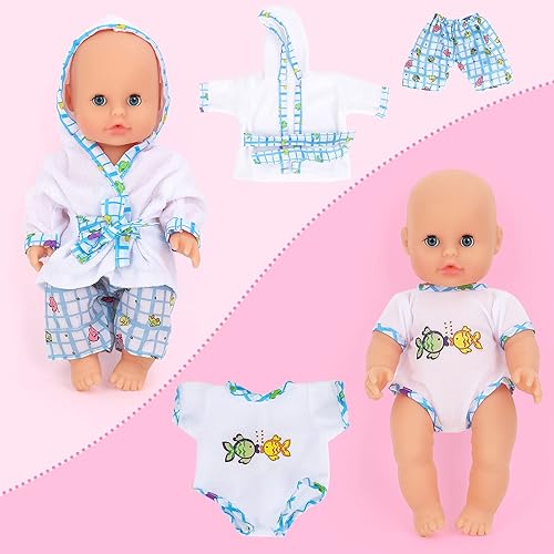 Miniatura 4 de deAO Juego de muñecas de bebé con bañera, juego de baño de muñecas de 11 piezas, bañera de trabajo real con spray de ducha desmontable, juego de