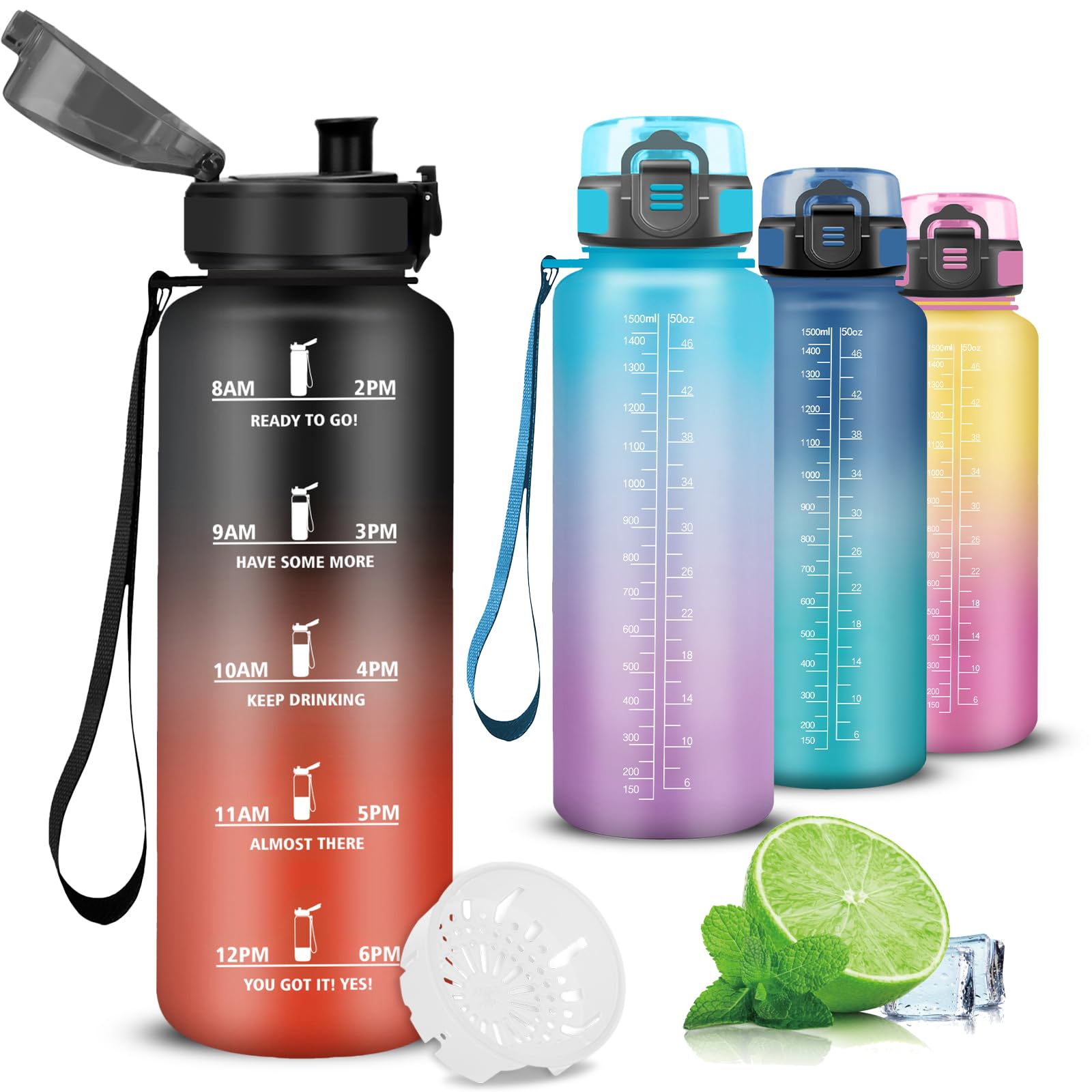 Mujigaga Water Bottle, 1 5 Litre Sports Water Bottle, Leak-Proof, Easy to Clean, Suitable for Carbonated Drinks, Water Bottle for Bike, School, Camping, Hiking, Running โ image 1