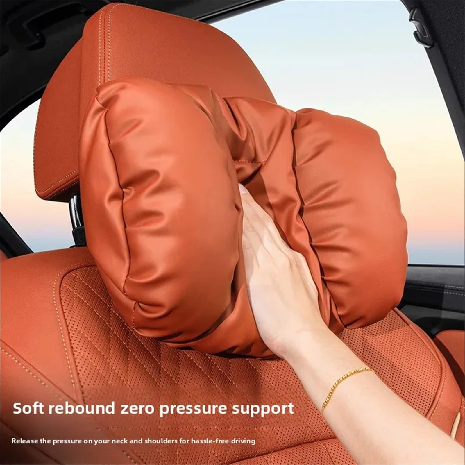 Car Pillow Driving Seat Cojín para el respaldo del cuello y reposacabezas del coche, resistente a las manchas, con sensación de montaje en el vehículo.(Headrest [Noble Black])