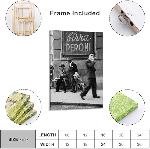 Miniatura 2 de AAHARYA Póster vintage de calle italiana en blanco y negro, arte de pared, lienzo para pared, pintura en lienzo, póster de arte de pared para