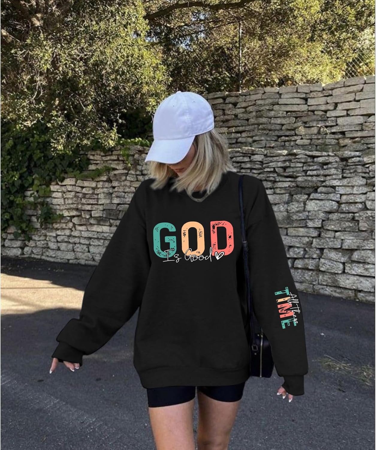 Christian God Is Good Sweatshirt for Women Oversized Religious Jesus Faith Shirts Inspirational Bible Verse Pullover - Image 4