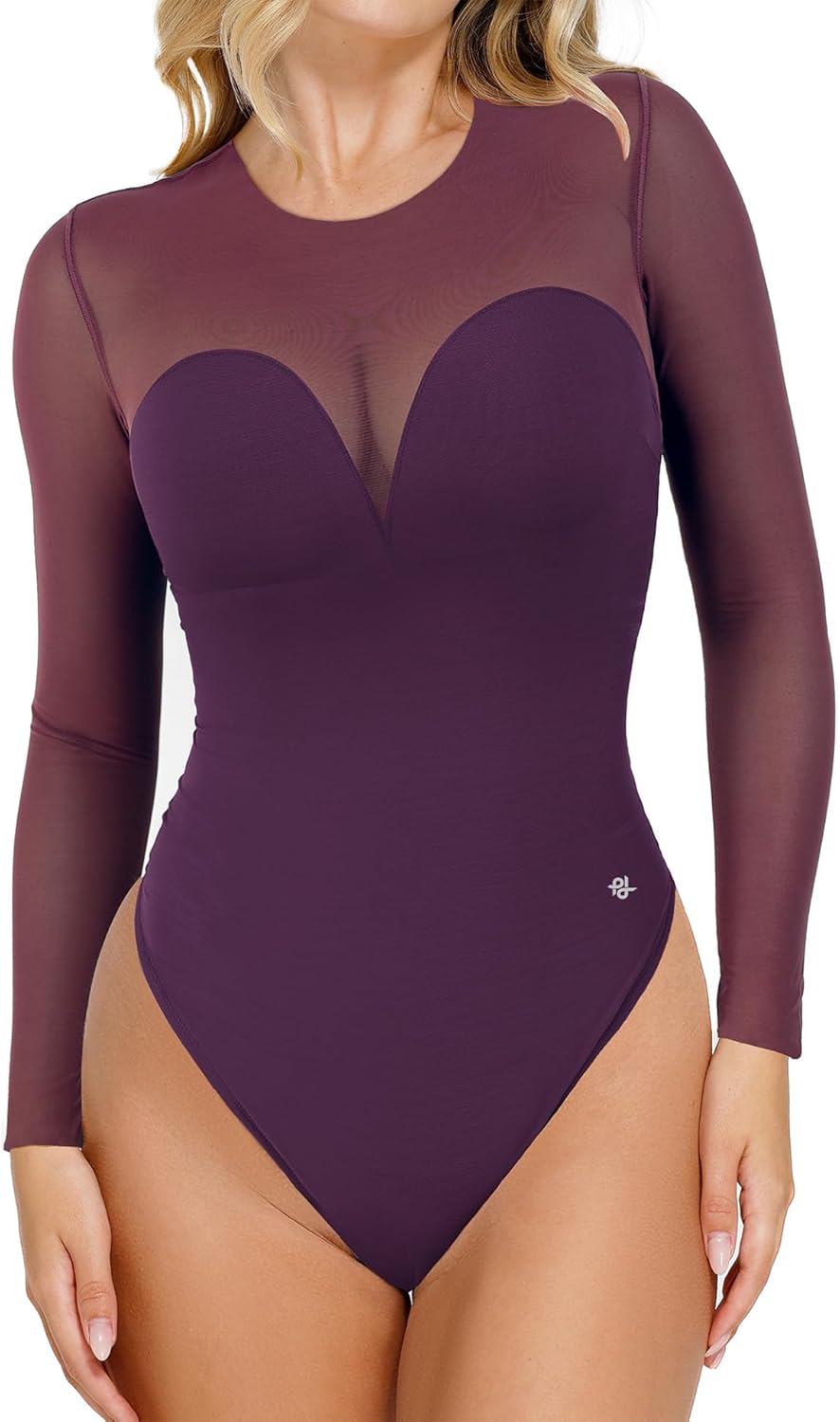 Popilush Long Sleeve Body Suits Womens Tummy Control Mesh Shapewear Corset Bodysuit Sheer Going Out Tops Fall Outfits