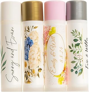 Wedding Lip Balm Favors 50 Pack | Custom Personalized Names & Date | Bul...