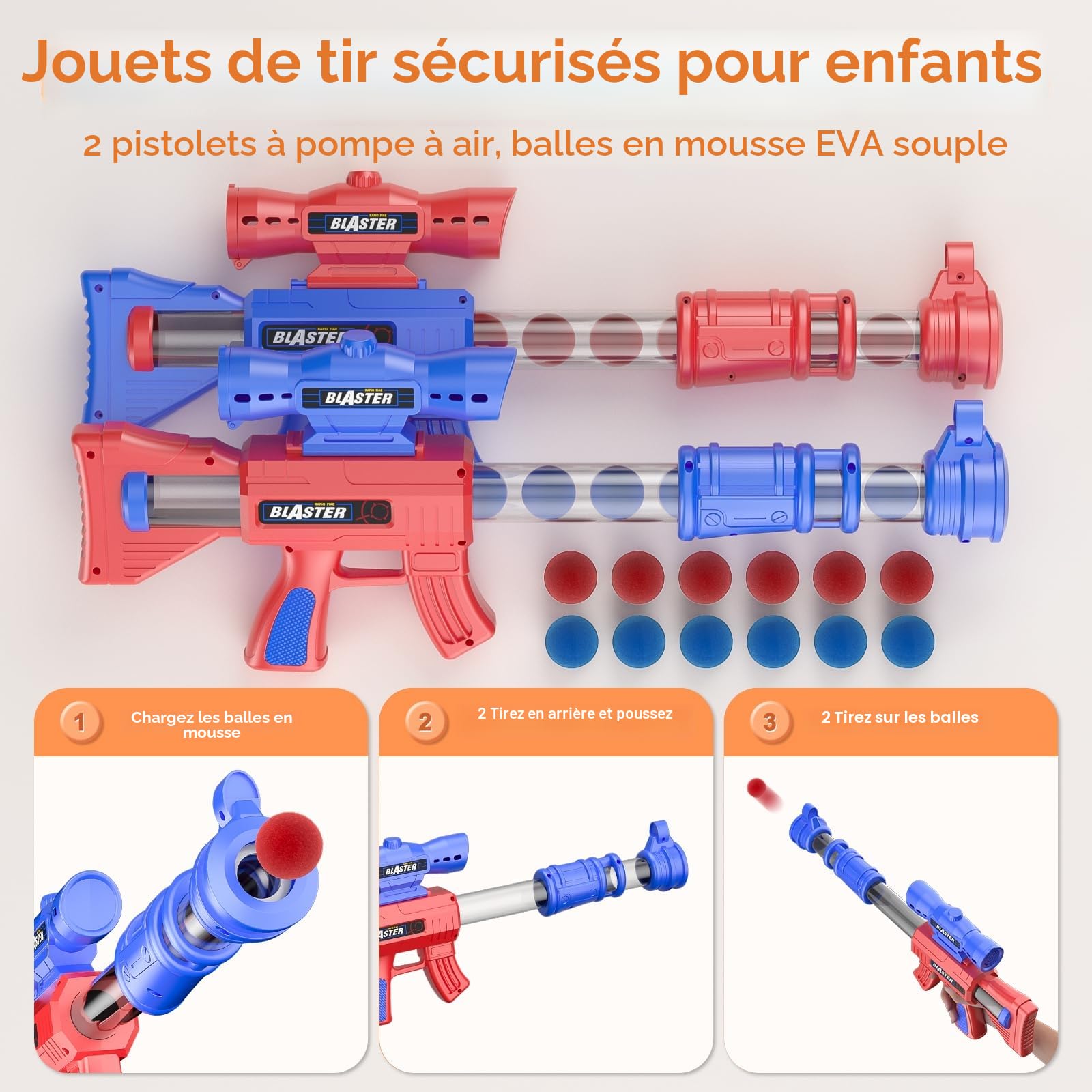 fygurso Jouet de tir de Dinosaure Mobile avec 2 Pistolets à Pompe à air, Jeux de tir à la Cible avec Score LED, lumière et Son, 24 balles en Mousse pour 3+, Cadeau de Jeux pour garçon