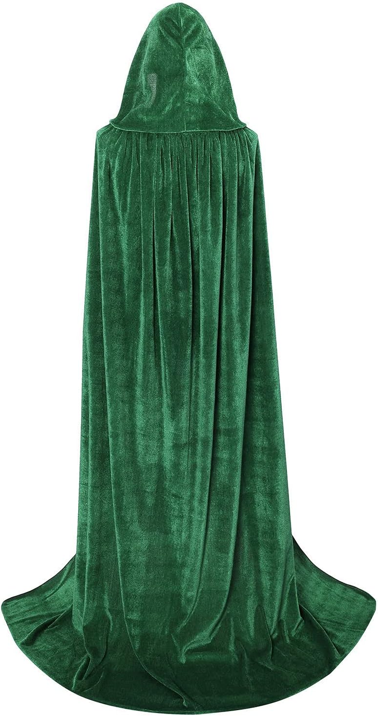 Unisex Adults Hooded Cloak Long Velvet Cape For Halloween Christmas Cosplay Costume - Image 3