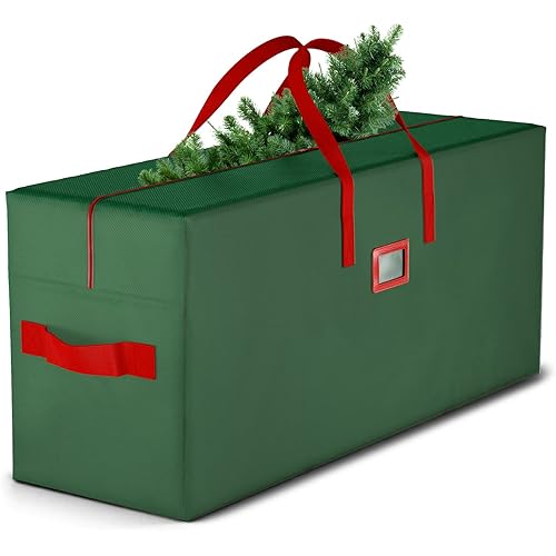Christmas Tree Storage Bag, Fits Up to 7.5 ft Tall Artificial Disassembled Tree, Waterproof Heavy Duty Storage Container with Handles, 47"x15"x20” (Green)