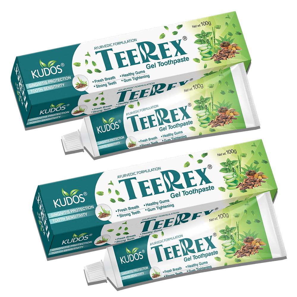 KUDOS AYURVEDA TEERX Toothpaste | Prevents cavities, Bad Breath, tooth decay | Help Fights germ | Anti Bacterial Gum Protection Daily Use Toothpaste | 100gm x 4pc