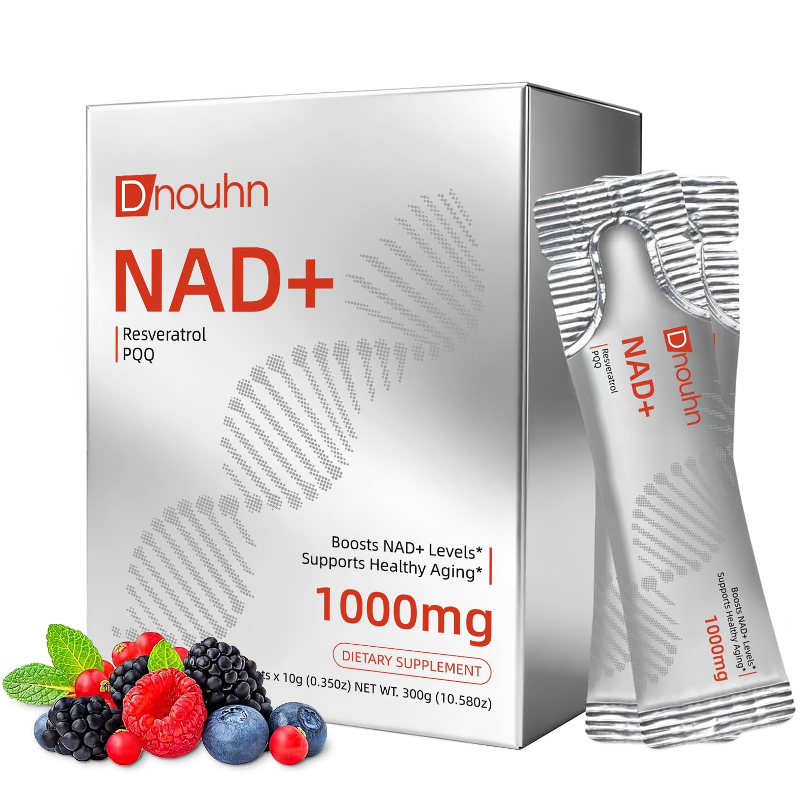 NAD Liquid Supplement 1000mg, Nicotinamide Riboside & Resveratrol with PQQ, NAD Supplement for Women & Men, Boosts Cellular Energy, Anti-Aging, Immune, Focus, 30 Packets