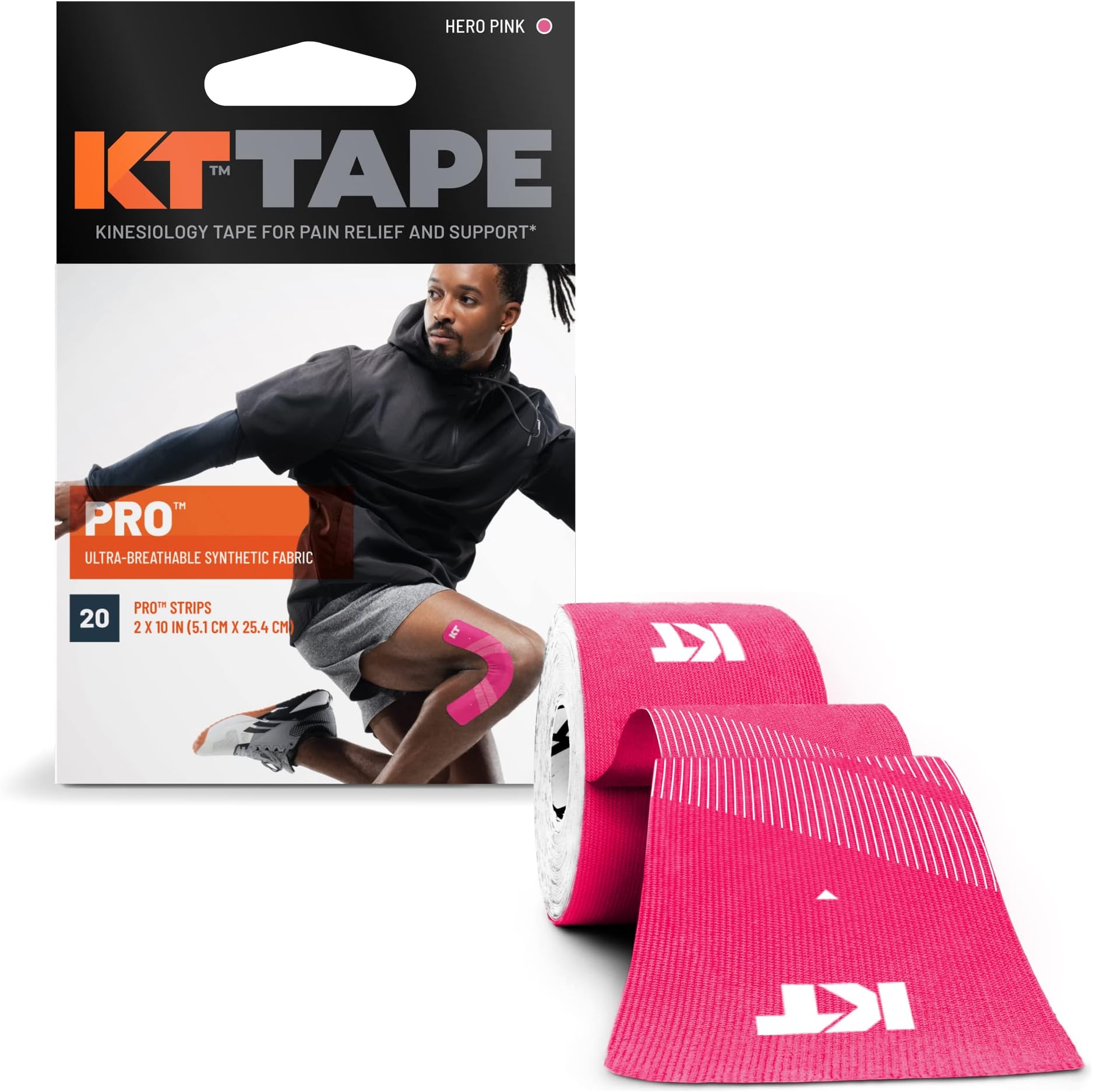 Pro Synthetic Kinesiology Athletic Tape, 20 Count, 10” Precut Strip