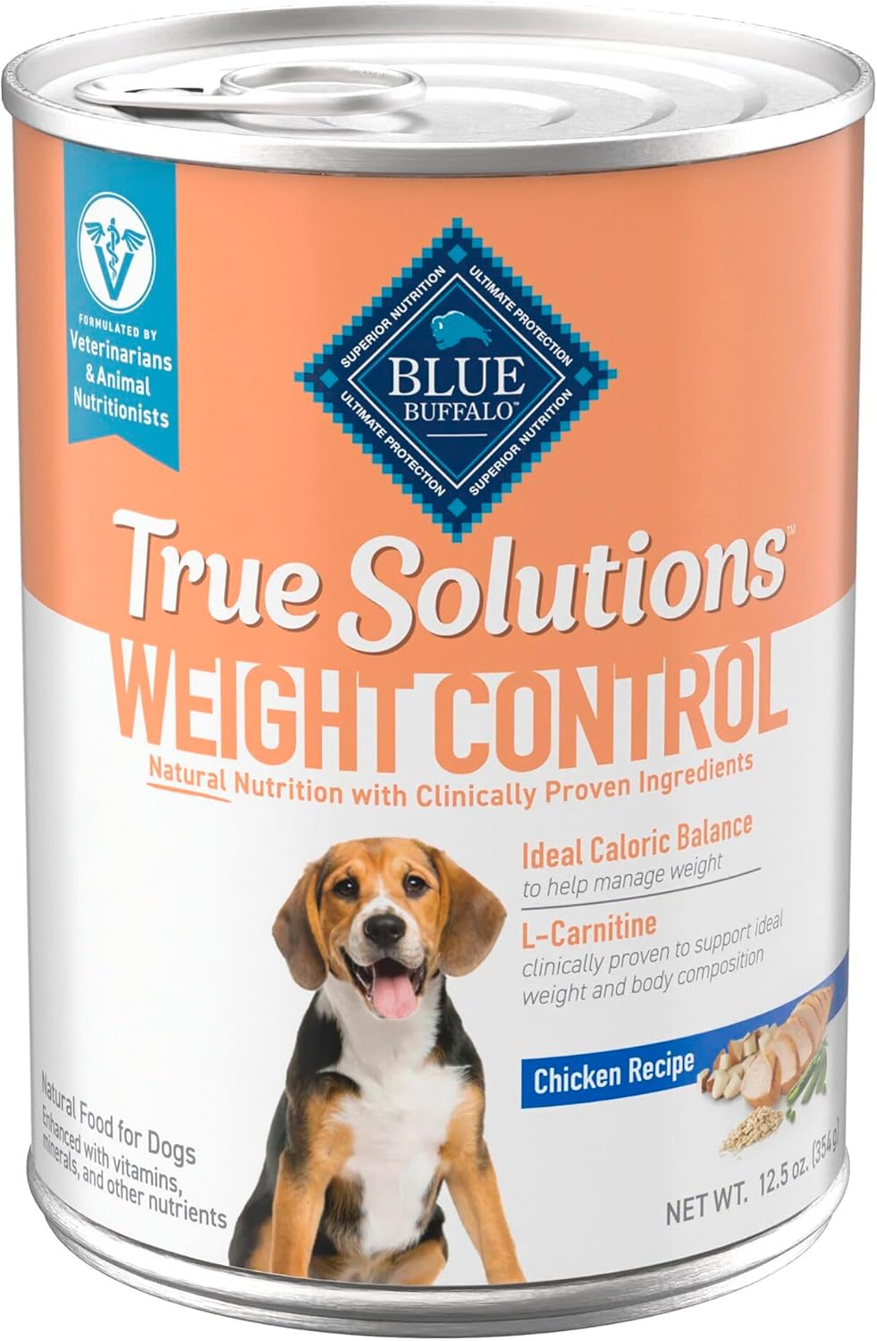 Blue Buffalo True Solutions Weight Control Wet Dog Food for Adult Dogs, Made with Natural Ingredients, Chicken, 12.5-oz. Cans (12 Count)