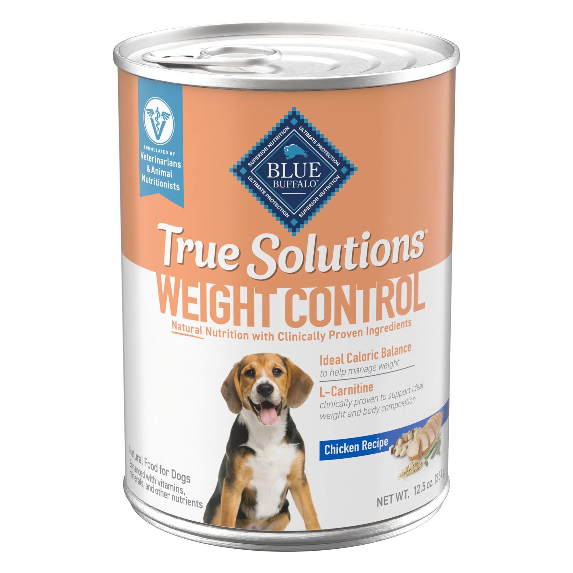 Blue Buffalo True Solutions Weight Control Wet Dog Food for Adult Dogs, Made with Natural Ingredients, Chicken, 12.5-oz. Cans (12 Count)