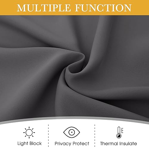 Miniatura 122 de RYB HOME Juego de 2 paneles de cortinas opacas grises de 63 pulgadas de largo, cortinas sólidas resistentes para oscurecer la habitación