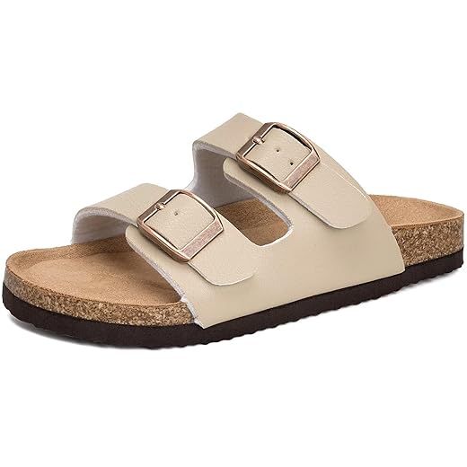 Torotto Kids Sandals Boys Girls Slide Summer Non-slip Cork Glitter Toddler Slippers with Adjustable Straps for Indoor & Outdoor