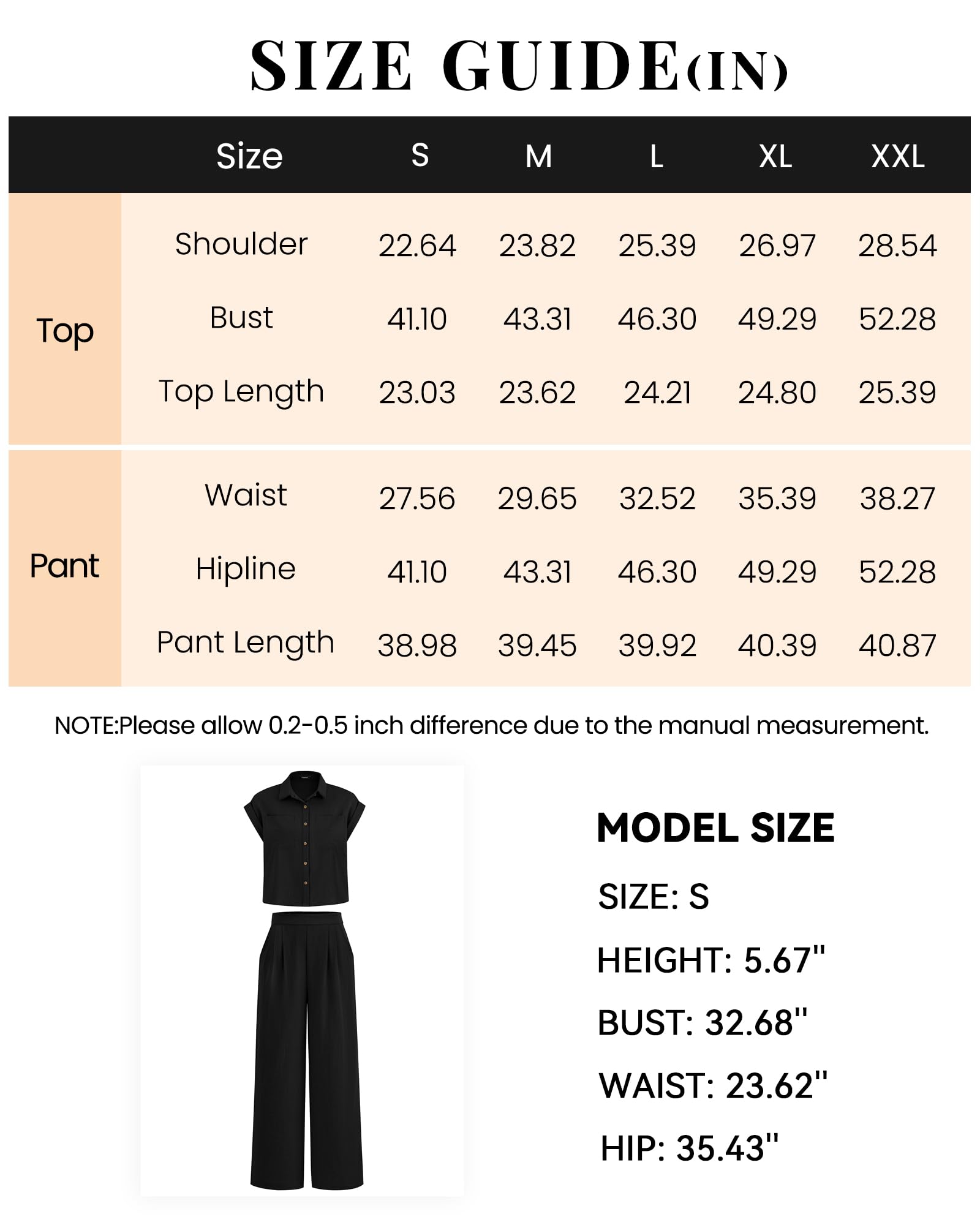 PRETTYGARDEN - Conjunto de 2 piezas para mujer, manga casquillo, pantalones palazzo, elegante, casual, vacaciones, viajes, trajes deportivos