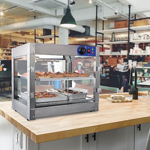 Miniatura 8 de calentador comercial de alimentos pizza, pretzel, empanada vitrina de almacenamiento (2 pisos)
