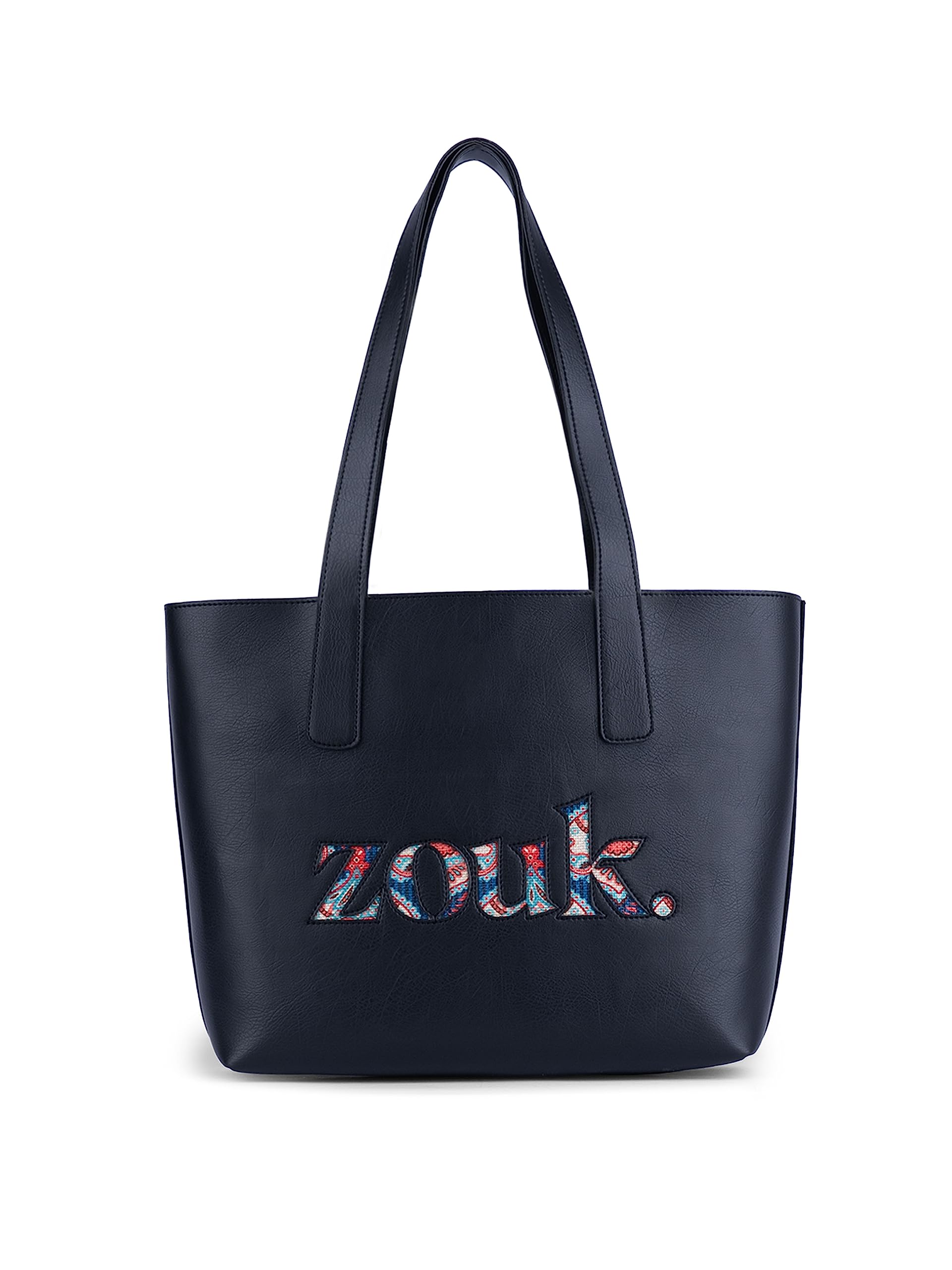 ZOUKSolid Black Vegan Leather Women's Signature Tote Bag
