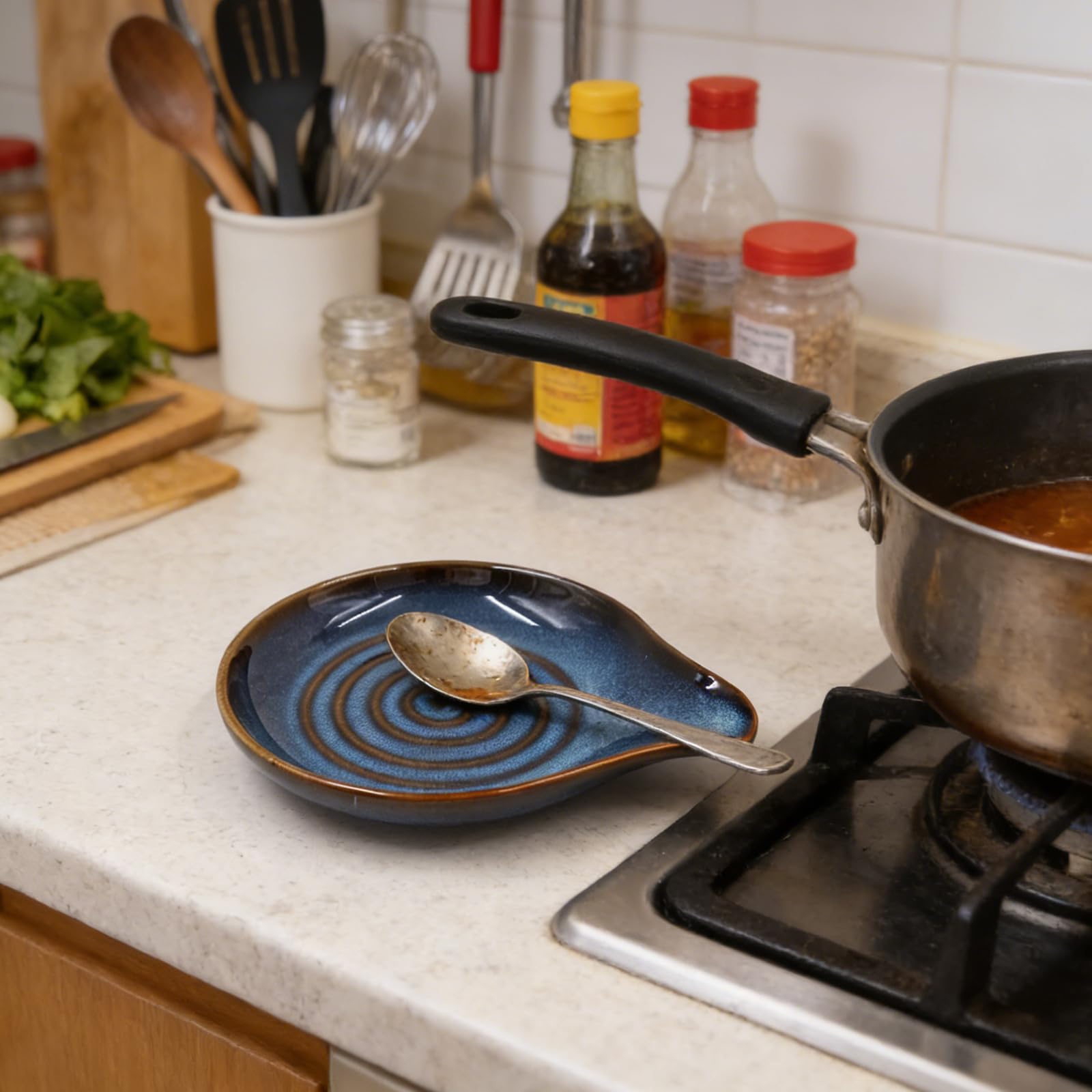 Support Cuillère Cuisine Céramique Résistant Chaleur Compatible Lave Vaisselle