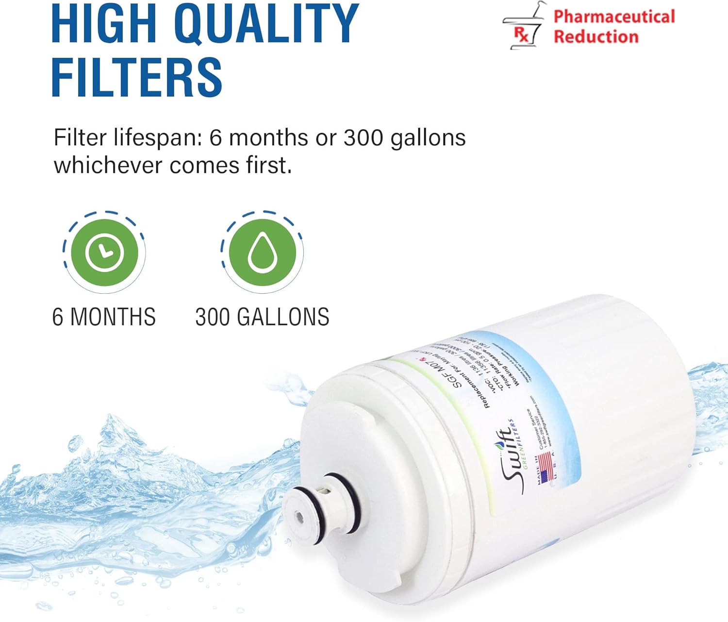Swift Green Filters SGF-M07 Rx Compatible for UKF7003,UKF7001,EDR7D1,Filter 7 Refrigerator water Filter (1 Pack),Made in USA