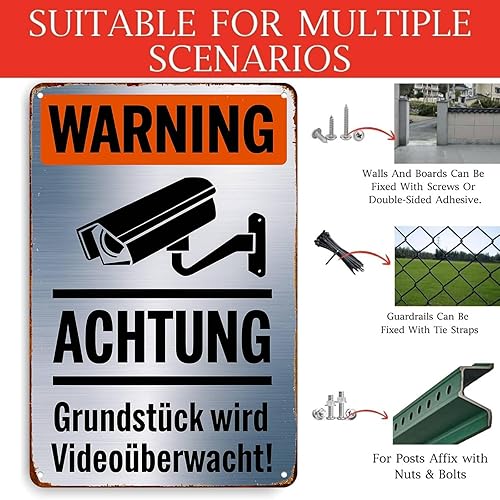Miniatura 3 de Warning Video Surveillance Security Camera Funny Wall Decor Retro Metal Sign Poster for Garage Man Cave Bathroom Bedroom Farm Inspirational Popular