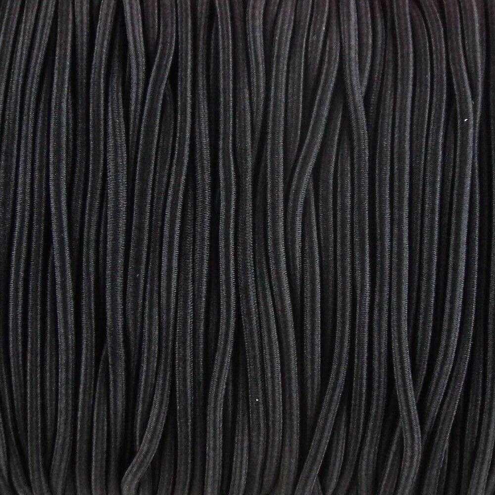 2.5mm Cord Elastic Round Coat Anorak Hood 20 Colours Buy 1 2 3 4 Or 8m 455D, Black, 4 Metres
