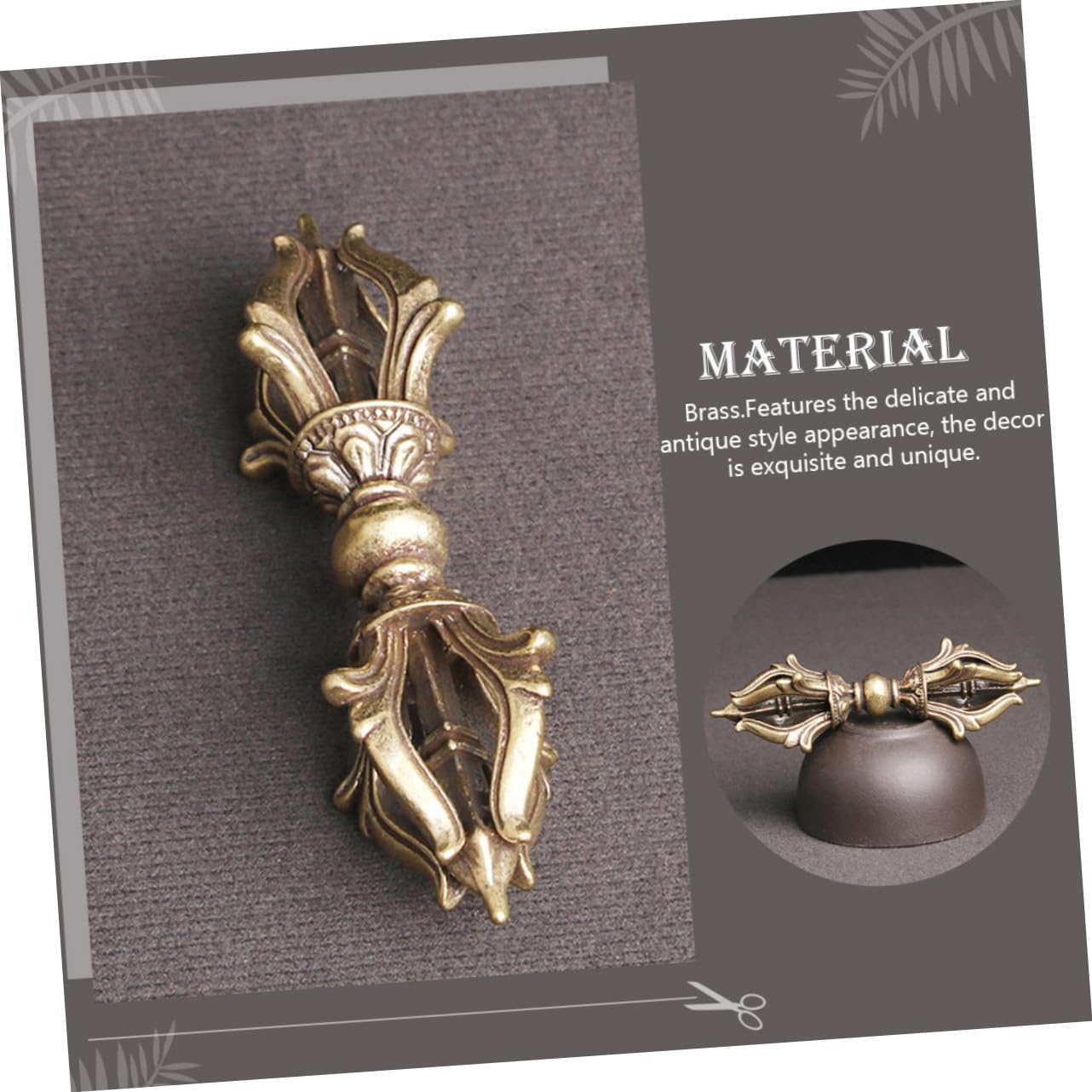 Ciieeo Vintage Home Decor Pestle Brass Craft Buddhism Art Space-Saving Desktop Ornament