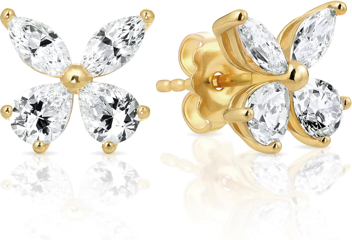 Princess Collection - "Sparkling Romance" - 11.7 mm (3.65 Carat/Pair) Cubic Zirconia 22K Gold-Plated Stud Earrings For Sensitive Ears