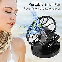 Vista 4 de Ventilador solar portátil, mini clip eléctrico para camping, ventilador de ahorro de energía para picnic, pesca, parque, viajes, Negro -, Retro