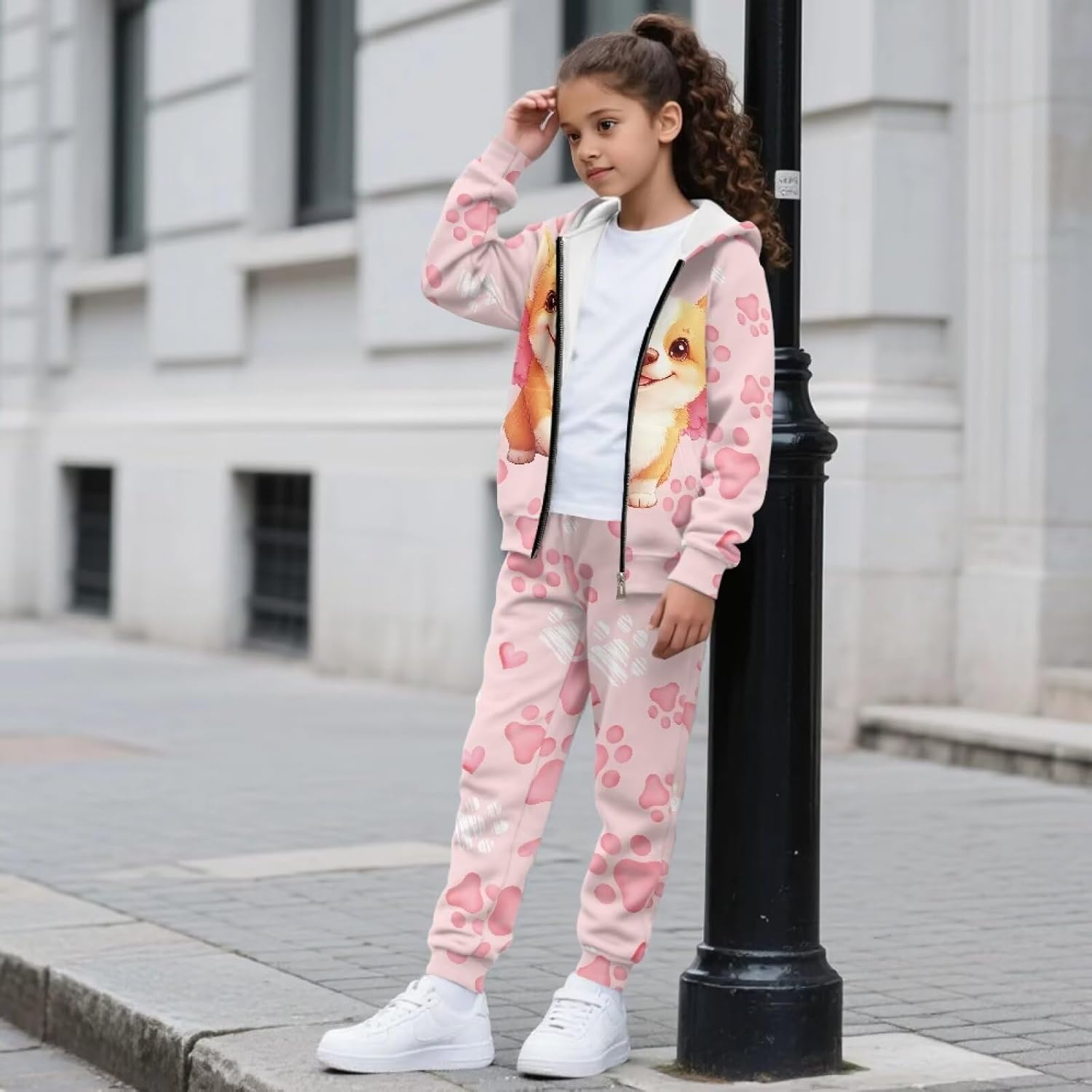Girls 2 Piece Tracksuit Athletic Sweatsuits Sets Hooded Sweatshirt and Jogger Sweatpants Clothing Sets 6-16Y