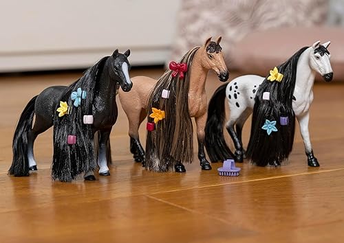 Miniatura 3 de Schleich Horse Club Sofia's Beauties Akhal Teke Stallion - Juego de 8 figuras de juguete de caballo con pelo cepillable y accesorios para niños y