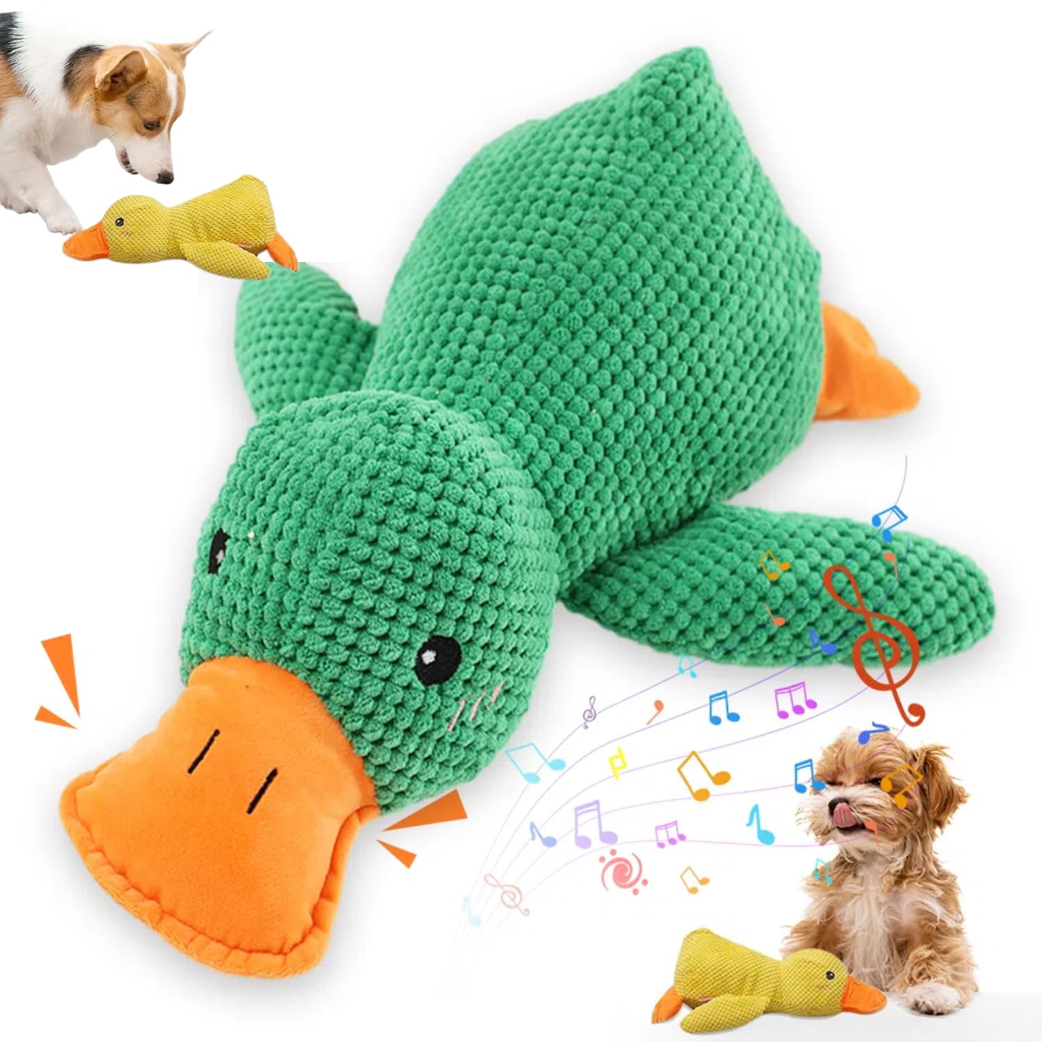 Koujut 2025 Upgraded Dog Toys, New Durable Calming Duck Toys, Dog Toys for Aggressive Chewers with Soft Squeaker, Fun for Indoor Puppies and Senior