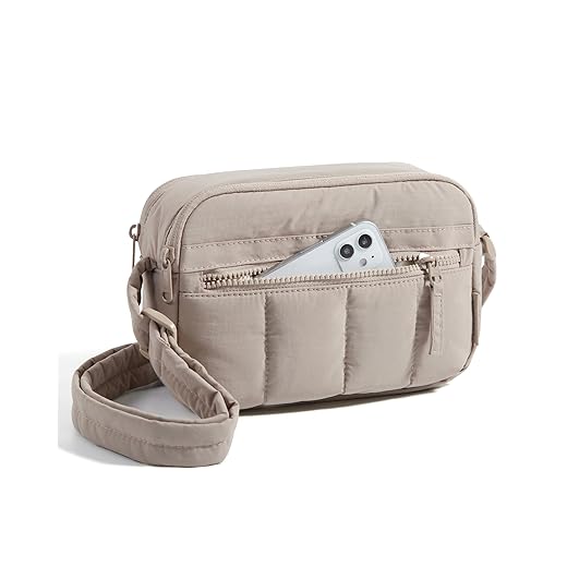 BAGSMART Cross Body Purse, Mini Crossbody Bags for Women Travel Purse, Puffy Shoulder Handbag Wallet with RFID Blocking Slots, Brown-small