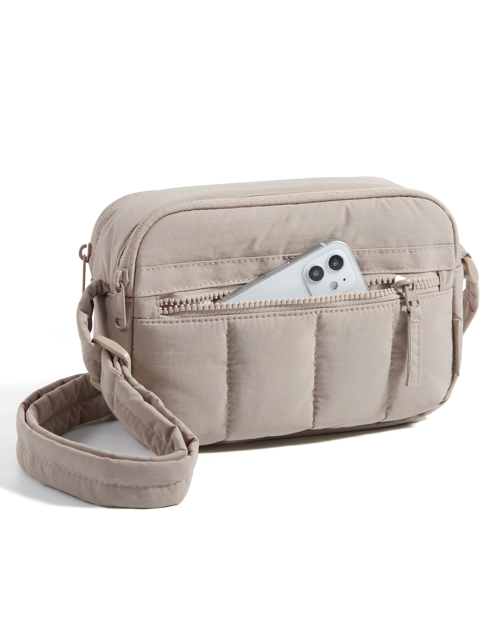 BAGSMART Cross Body Purse, Mini Crossbody Bags for Women Travel Purse, Puffy Shoulder Handbag Wallet with RFID Blocking Slots, Brown-small