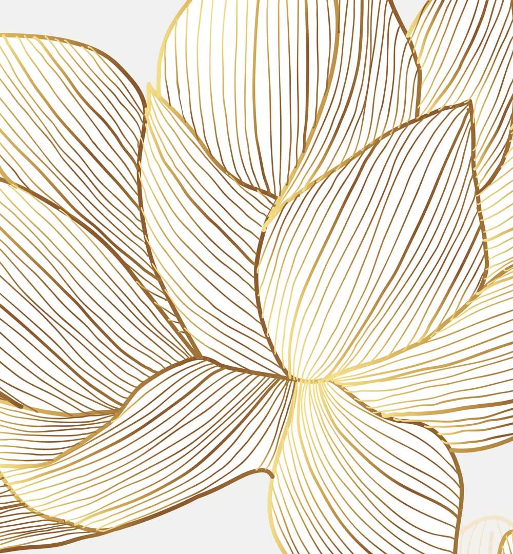 MyMaxxi Türtapete selbstklebend - Einteilige Türfolie 90x200 cm - Motiv: Abstrakt gezeichnete Blumen Gold weiß Türklebefolie zum verschönern & bekleben der Tür - Türaufkleber aus Klebefolie