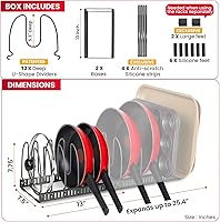 Vista 23 de Better Things Home 14+ Dual Pan and Pot Lid Organizer Rack Set for Cabinet - Includes 1 Large Rack & 1 Compact Rack for Bakeware, Lids & Pans