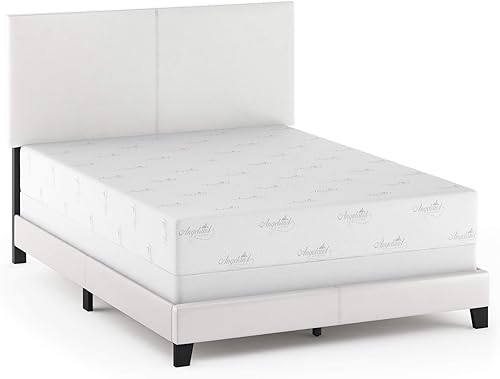 Miniatura 82 de Furinno Pessac - Marco de cama tapizado, piel sintética blanca, tamaño individual XL Blanco,Negro -,Glacier,Negro (plain