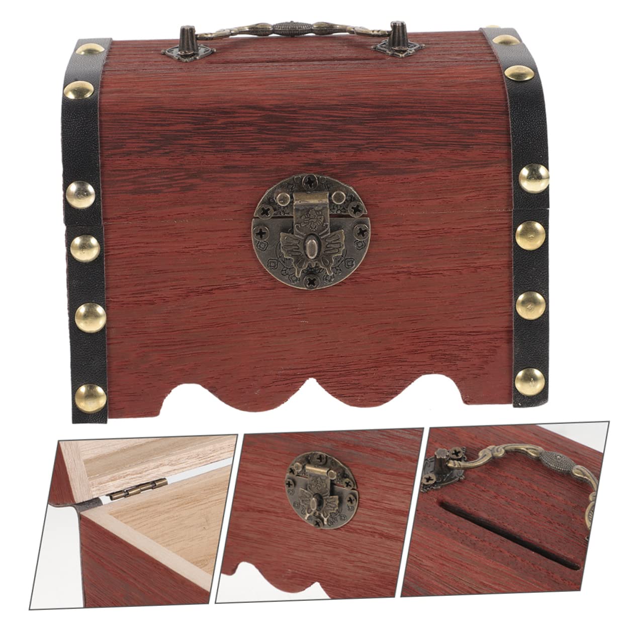 Mikikit Cofre de Madera Vintage Cerradura para Niños, Hucha Original Segura y Creativa para Guardar Monedas y Billetes en Cumpleaños