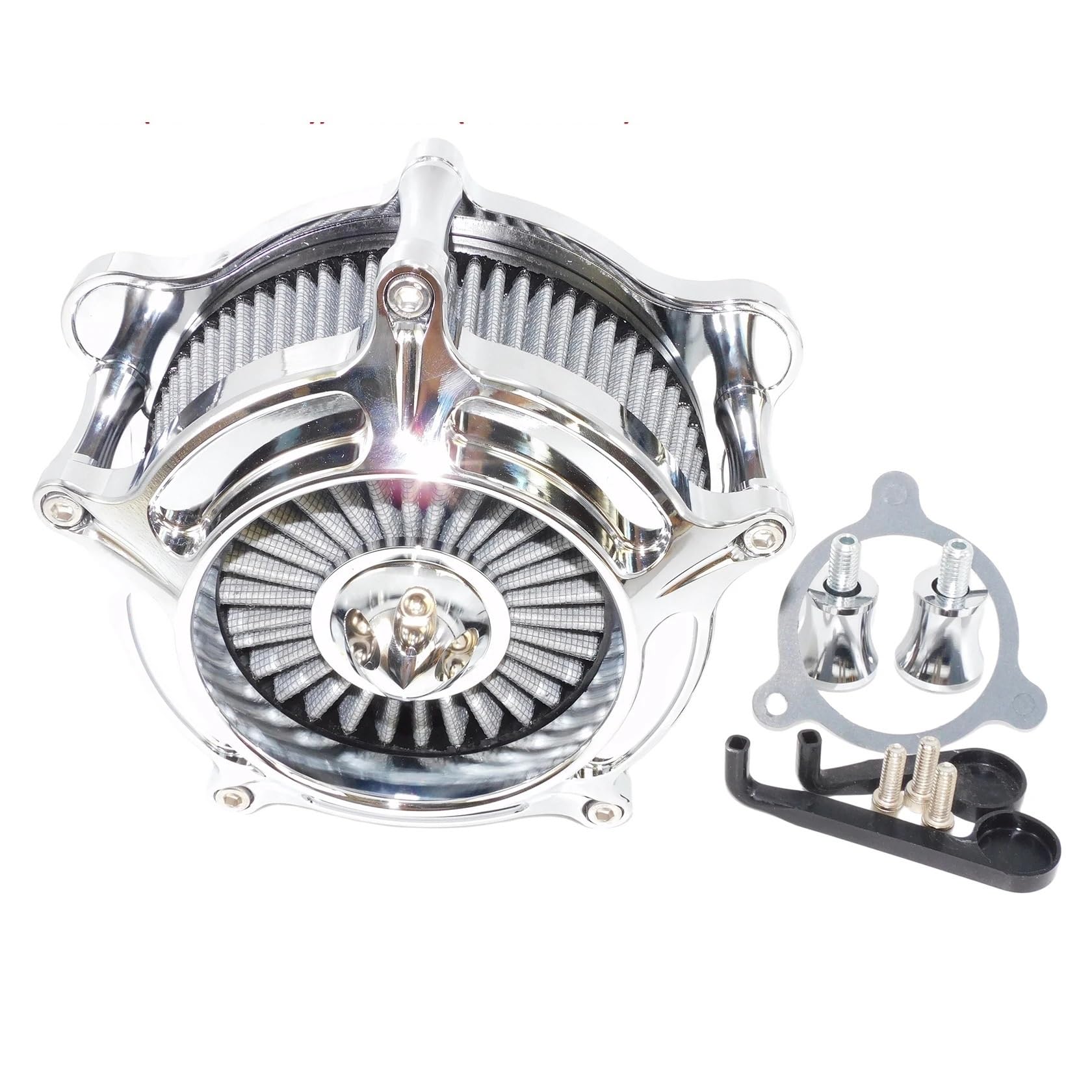 Montaż uniwersalny Filtr powietrza motocyklowy chromowany Filtr powietrza pasuje do Harley Sportster Touring Street Road Electra Glide Softail Dyna(Air Cleaner C)