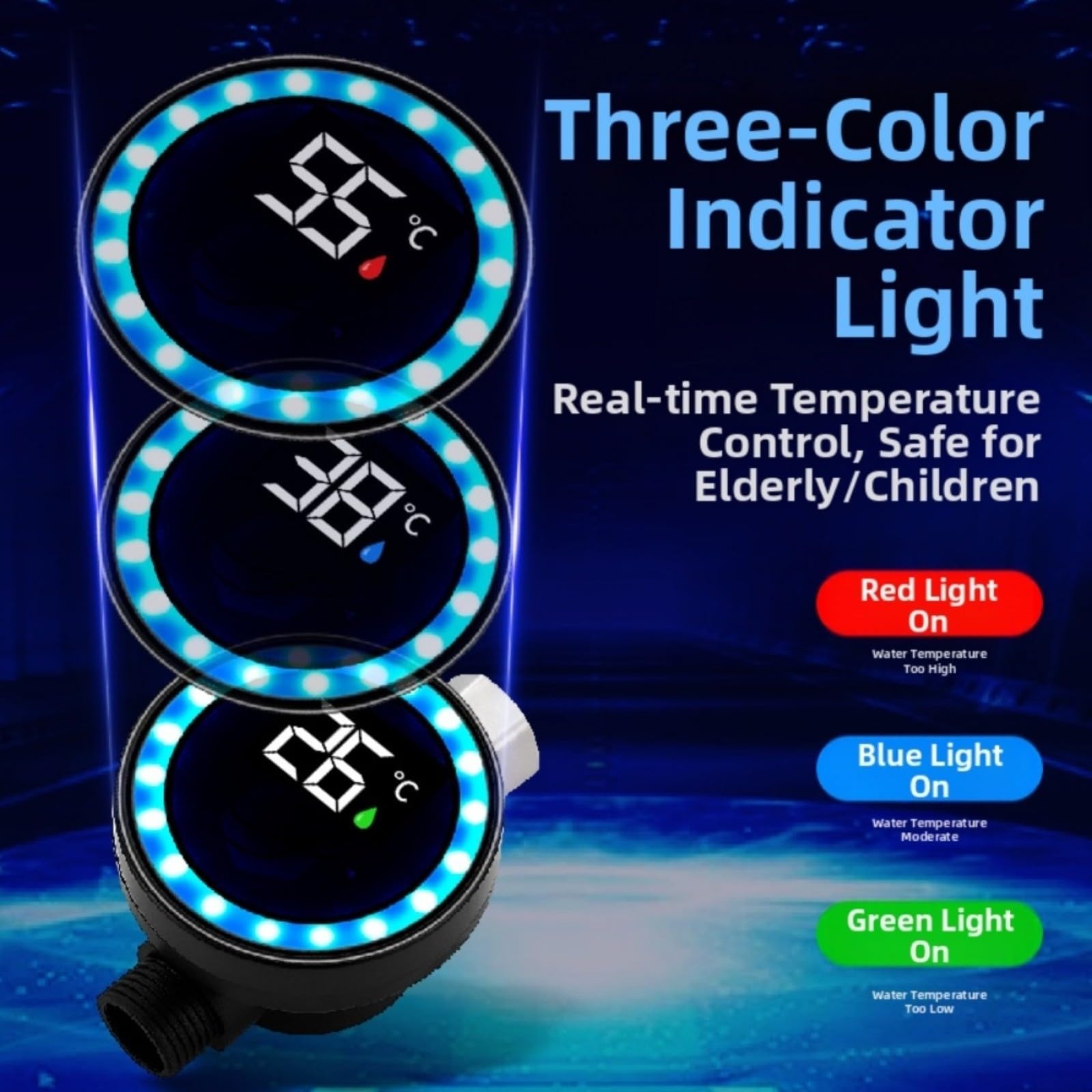 Wasserthermometer, Duschthermometer LED-Digitalanzeige, digitales mit sofortiger Temperaturanzeige