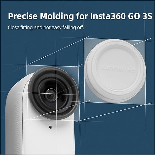 Miniatura 2 de Juego de 2 tapas de lente para Insta360 Go 3S, silicona, resistentes a los arañazos, a la suciedad (negro, blanco)