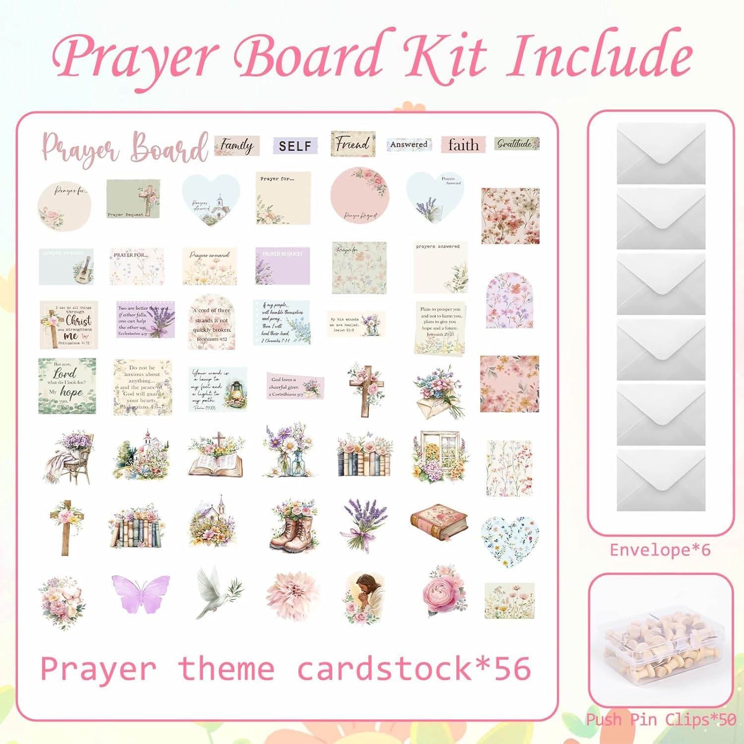 162 Pcs Bible Verse Prayer Board Kit Flower Prayer Board Supplies image 2